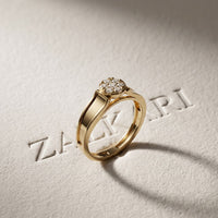 0.20 Ct Round Cut Moissanite Cluster Greek Key Openwork Ring Gold