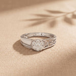 0.20 Ct Round Cut Moissanite Cluster Greek Key Openwork Ring White