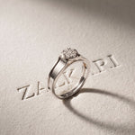 0.20 Ct Round Cut Moissanite Cluster Greek Key Openwork Ring White