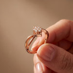 0.15 Ct Round Cut Moissanite Cluster Bypass Twist Ring Rose Gold
