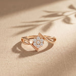 0.15 Ct Round Cut Moissanite Cluster Bypass Twist Ring Rose Gold