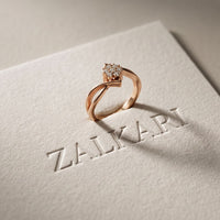 0.15 Ct Round Cut Moissanite Cluster Bypass Twist Ring Rose Gold