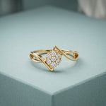 0.15 Ct Round Cut Moissanite Cluster Bypass Twist Ring Gold