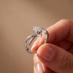 0.15 Ct Round Cut Moissanite Cluster Bypass Twist Ring White