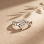 0.15 Ct Round Cut Moissanite Cluster Bypass Twist Ring White
