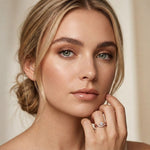 0.35 Ct Round Cut Moissanite Chevron Pavé Solitaire Ring for Women Rose Gold