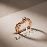 0.35 Ct Round Cut Moissanite Chevron Pavé Solitaire Ring for Women Rose Gold