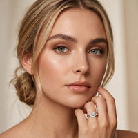 0.35 Ct Round Cut Moissanite Chevron Pavé Solitaire Ring for Women White