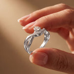 0.35 Ct Round Cut Moissanite Chevron Pavé Solitaire Ring for Women White