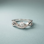 0.35 Ct Round Cut Moissanite Chevron Pavé Solitaire Ring for Women White