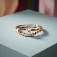 0.15 Ct Round Cut Moissanite Split Shank Solitaire Ring for Women Rose Gold