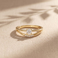 0.15 Ct Round Cut Moissanite Split Shank Solitaire Ring for Women Gold