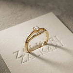 0.15 Ct Round Cut Moissanite Split Shank Solitaire Ring for Women Gold