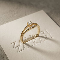 0.15 Ct Round Cut Moissanite Split Shank Solitaire Ring for Women Gold