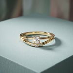 0.15 Ct Round Cut Moissanite Split Shank Solitaire Ring for Women Gold