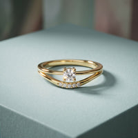 0.15 Ct Round Cut Moissanite Split Shank Solitaire Ring for Women Gold