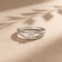 0.15 Ct Round Cut Moissanite Split Shank Solitaire Ring for Women White