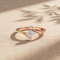 0.30 Ct Round Cut Moissanite Twist Accent Solitaire Ring for Women Rose Gold