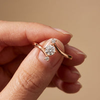 0.30 Ct Round Cut Moissanite Twist Accent Solitaire Ring for Women Rose Gold