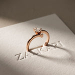 0.30 Ct Round Cut Moissanite Twist Accent Solitaire Ring for Women Rose Gold