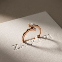 0.30 Ct Round Cut Moissanite Twist Accent Solitaire Ring for Women Rose Gold