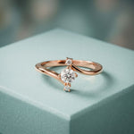 0.30 Ct Round Cut Moissanite Twist Accent Solitaire Ring for Women Rose Gold