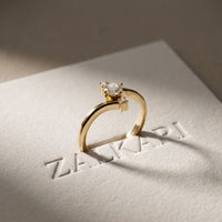 0.30 Ct Round Cut Moissanite Twist Accent Solitaire Ring for Women Gold