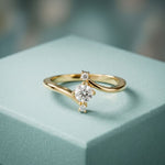 0.30 Ct Round Cut Moissanite Twist Accent Solitaire Ring for Women Gold