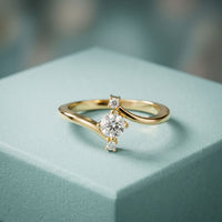 0.30 Ct Round Cut Moissanite Twist Accent Solitaire Ring for Women Gold