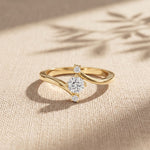 0.30 Ct Round Cut Moissanite Twist Accent Solitaire Ring for Women Gold