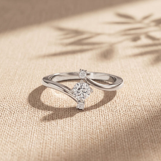 0.30 Ct Round Cut Moissanite Twist Accent Solitaire Ring for Women White