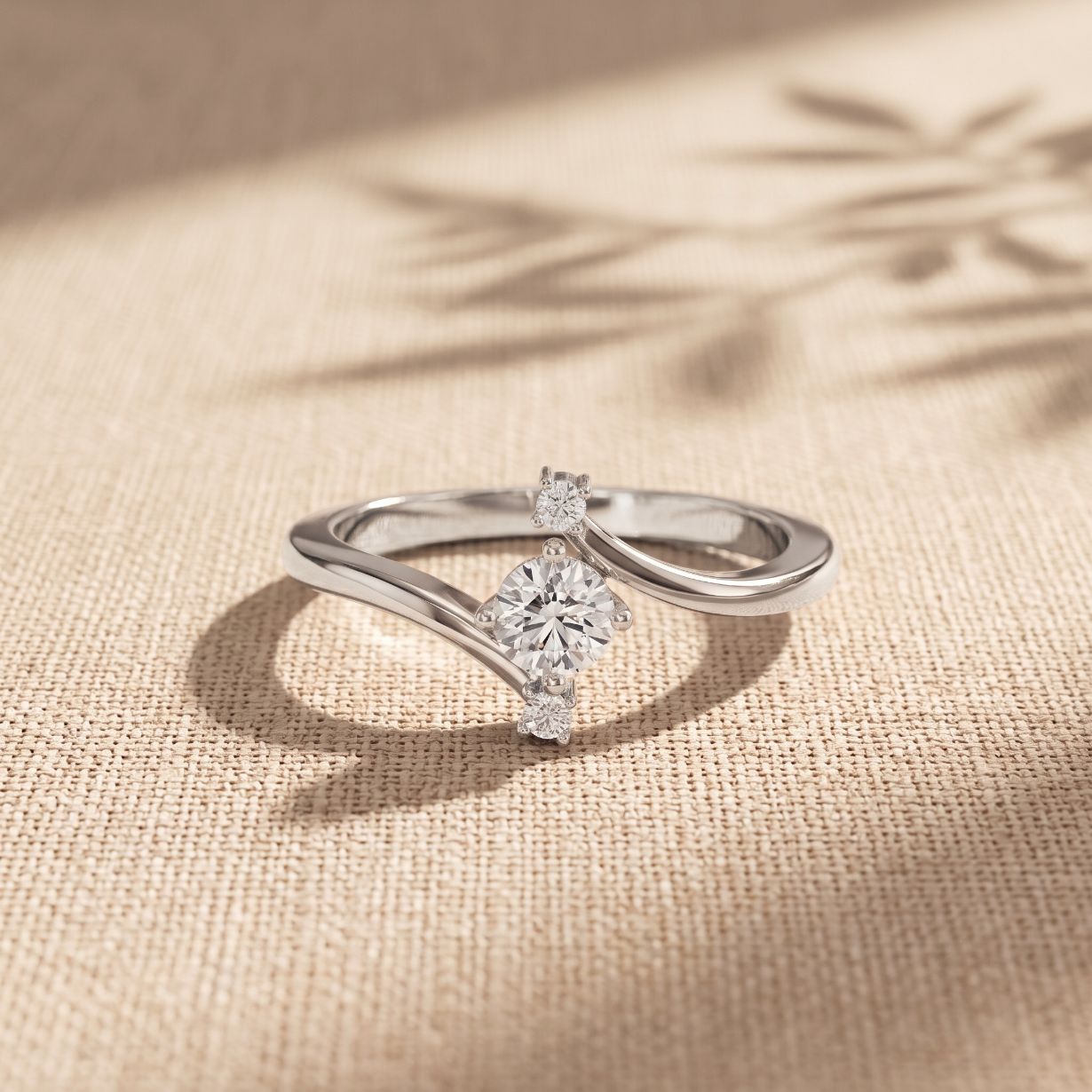 0.30 Ct Round Cut Moissanite Twist Accent Solitaire Ring for Women White