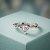 0.30 Ct Round Cut Moissanite Twist Accent Solitaire Ring for Women White