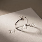 0.30 Ct Round Cut Moissanite Twist Accent Solitaire Ring for Women White