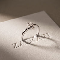 0.30 Ct Round Cut Moissanite Twist Accent Solitaire Ring for Women White
