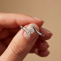 0.30 Ct Round Cut Moissanite Twist Accent Solitaire Ring for Women White