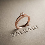 0.40 Ct Round Cut Moissanite Floating Pavé Solitaire Ring for Women Rose Gold