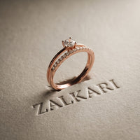 0.40 Ct Round Cut Moissanite Floating Pavé Solitaire Ring for Women Rose Gold