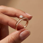 0.40 Ct Round Cut Moissanite Floating Pavé Solitaire Ring for Women Rose Gold