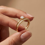 0.40 Ct Round Cut Moissanite Floating Pavé Solitaire Ring for Women White Gold