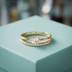 0.40 Ct Round Cut Moissanite Floating Pavé Solitaire Ring for Women White Gold