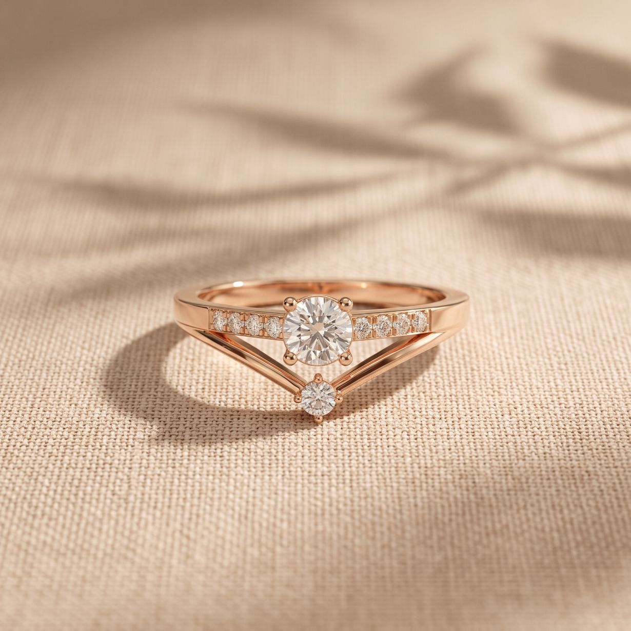 0.40 Ct Round Cut Moissanite Open Split Shank Solitaire Ring for Women Rose Gold