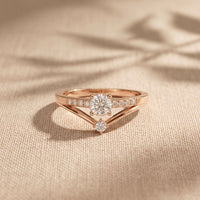 0.40 Ct Round Cut Moissanite Open Split Shank Solitaire Ring for Women Rose Gold