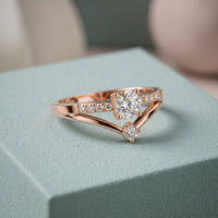 0.40 Ct Round Cut Moissanite Open Split Shank Solitaire Ring for Women Rose Gold