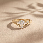 0.40 Ct Round Cut Moissanite Open Split Shank Solitaire Ring for Women Gold