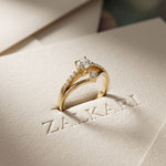 0.40 Ct Round Cut Moissanite Open Split Shank Solitaire Ring for Women Gold