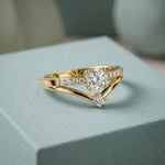 0.40 Ct Round Cut Moissanite Open Split Shank Solitaire Ring for Women Gold