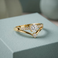 0.40 Ct Round Cut Moissanite Open Split Shank Solitaire Ring for Women Gold