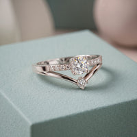 0.40 Ct Round Cut Moissanite Open Split Shank Solitaire Ring for Women White