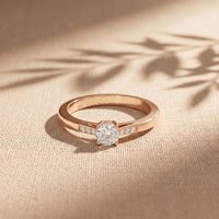 0.30 Ct Round Cut Moissanite Tapered Pavé Solitaire Ring for Women Rose Gold